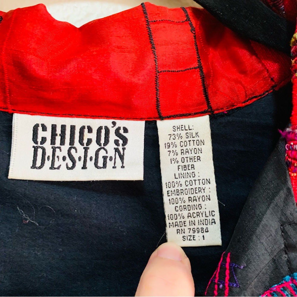 Chico's Multicolor Patchwork Blazer - Red And Bla… - image 2